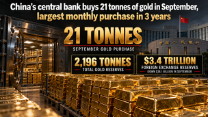China’s central bank buys 21 tonnes of gold in September, largest monthly purchase in 3 years teaser image