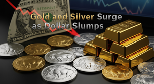 Gold and silver surge as dollar slumps