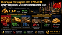 China’s gold consumption rises 1.23% in H1, jewelry sales slump while investment demand soars - China Gold Association teaser image