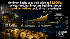 Goldman Sachs sees gold price at $4,900/oz by year-end, but investors hedging through gold derivatives could drive it even higher teaser image