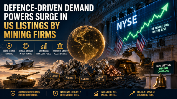 Defence-driven demand powers surge in US listings by mining firms teaser image