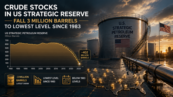 Crude stocks in US strategic reserve fall 3 million barrels to lowest level since 1983 teaser image