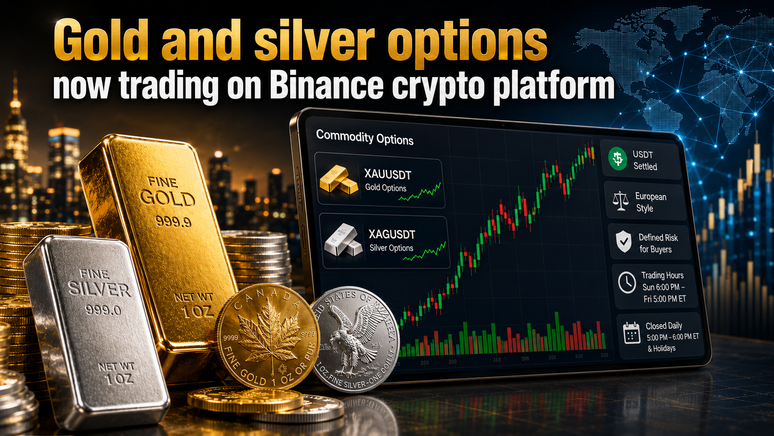 Gold and silver options now trading on Binance crypto platform teaser image