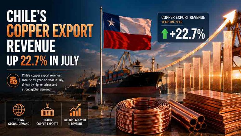 Chile’s copper export revenue up 22.7% in July teaser image