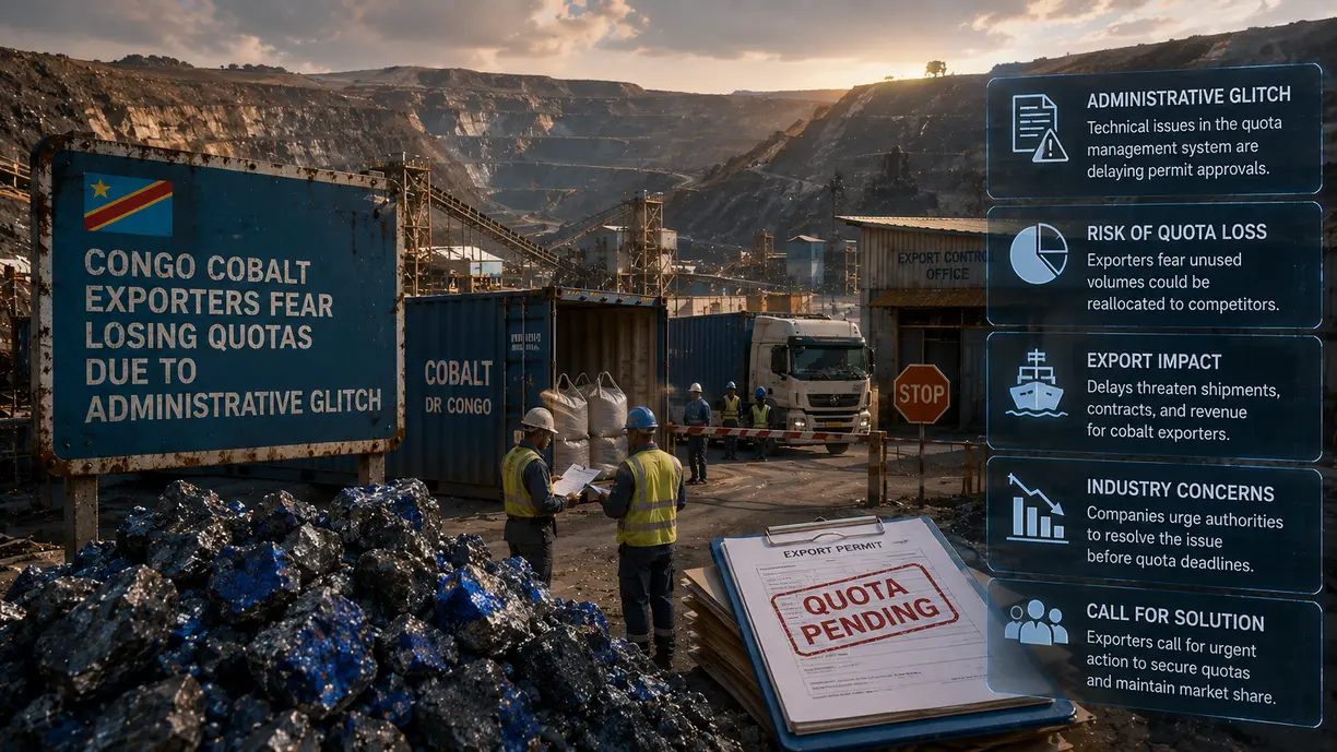 Congo cobalt exporters fear losing quotas due to administrative glitch teaser image