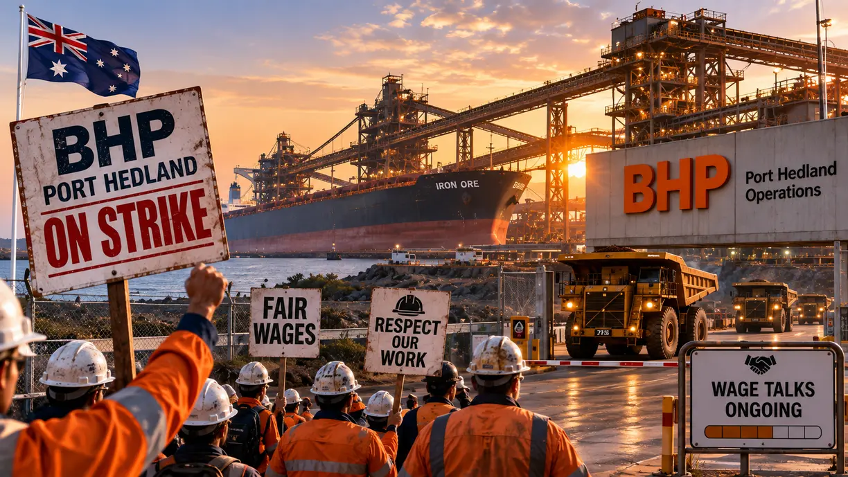 BHP faces weekend strike at Port Hedland iron ore hub as wage talks drag teaser image