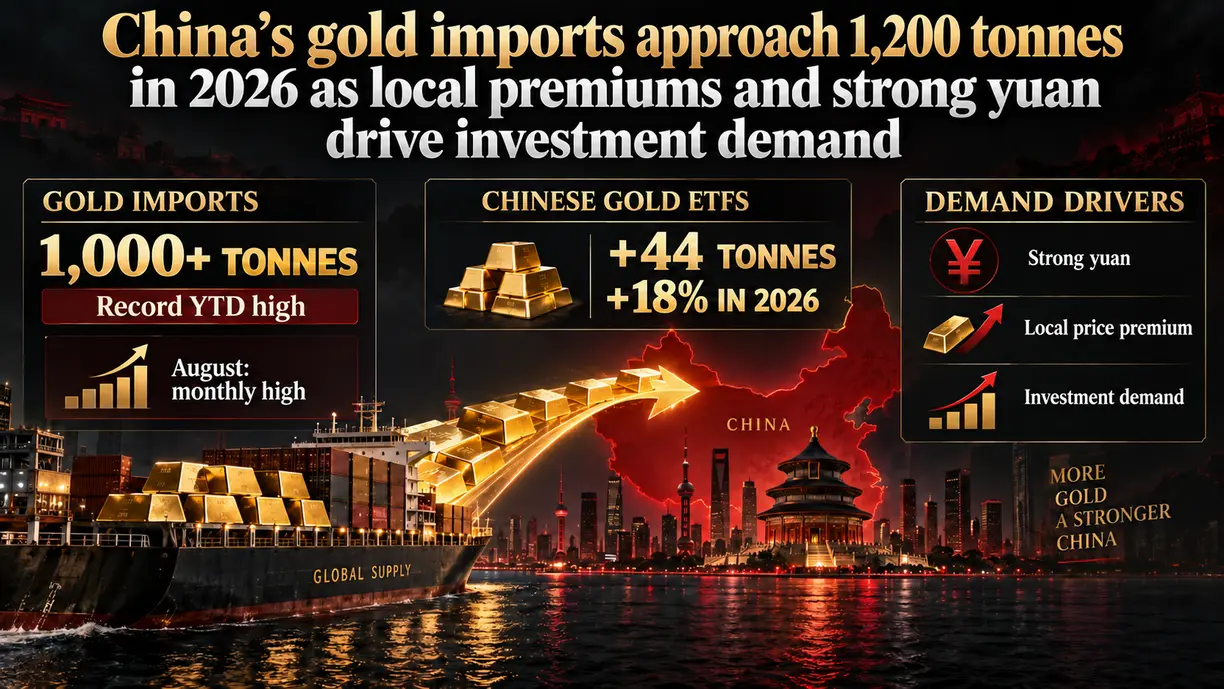 China’s gold imports approach 1,200 tonnes in 2026 as local premiums and strong yuan drive investment demand teaser image