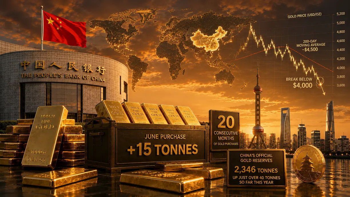 China’s central bank buys the dip, increasing gold reserves by 15 tonnes in June teaser image