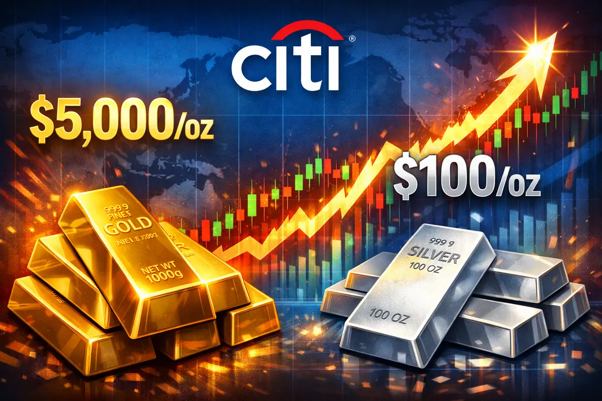 Gold will hit $5,000/oz, silver $100/oz by March, but gold will be vulnerable to correction afterward – Citigroup teaser image
