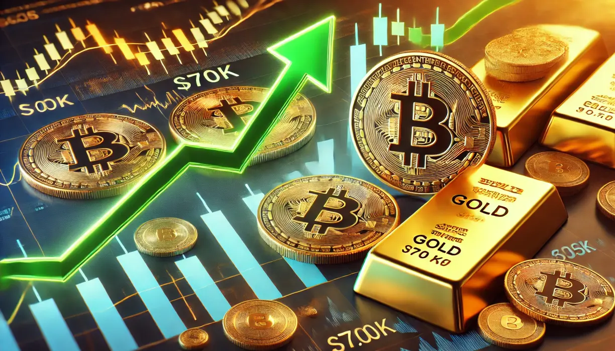 Gold lags as Bitcoin and stocks rally, BTC bulls target $70k teaser image