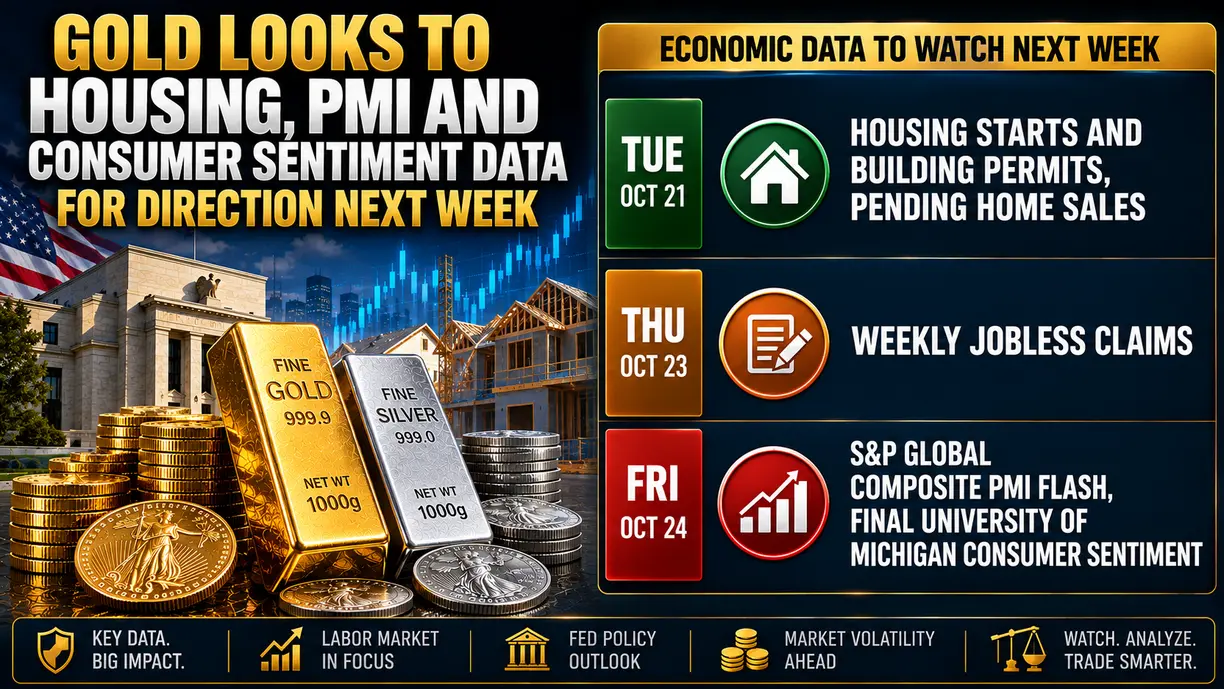 Gold looks to housing, PMI and consumer sentiment data for direction next week teaser image