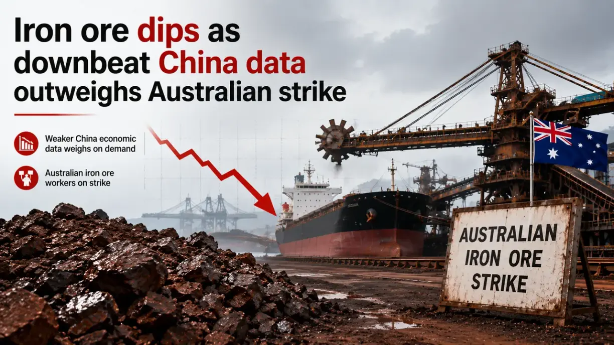 Iron ore dips as downbeat China data outweighs Australian strike teaser image