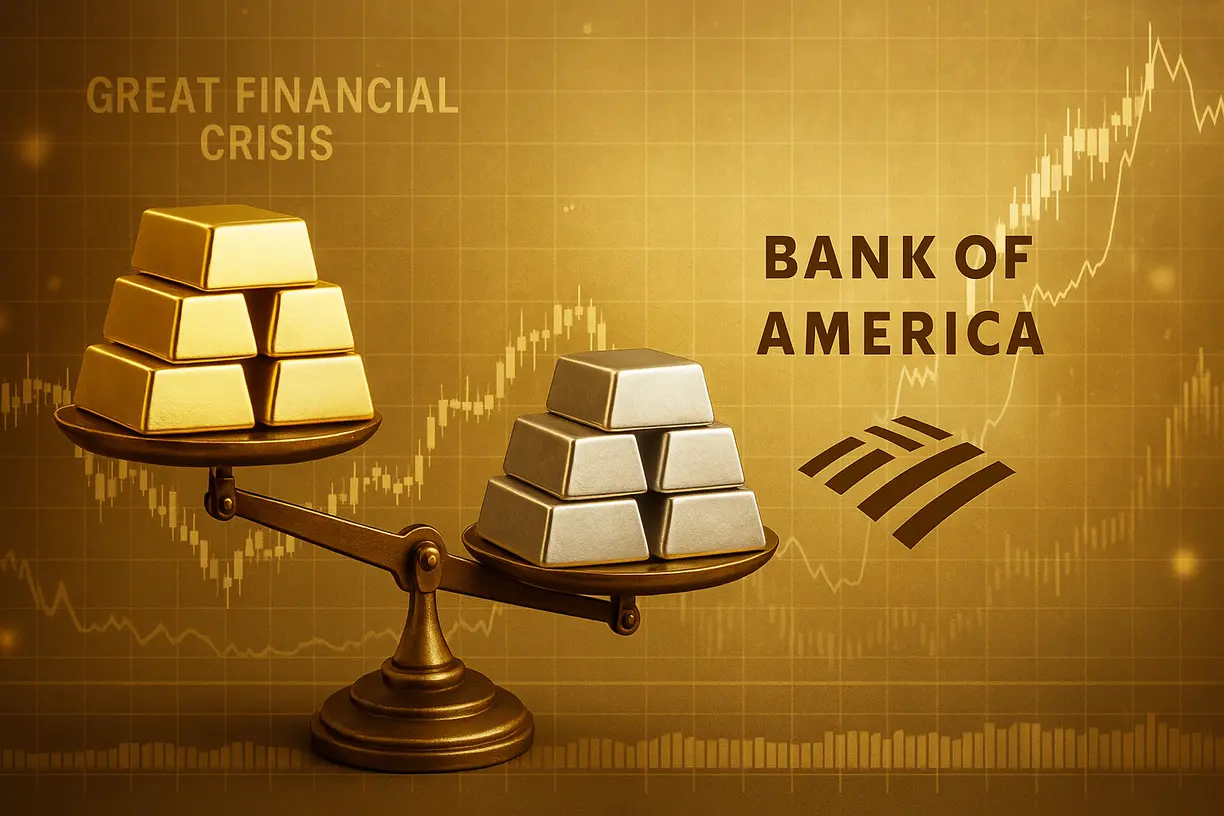 Gold/silver ratio trading near a two-year high but don’t expect it to fall anytime soon - Bank of America teaser image