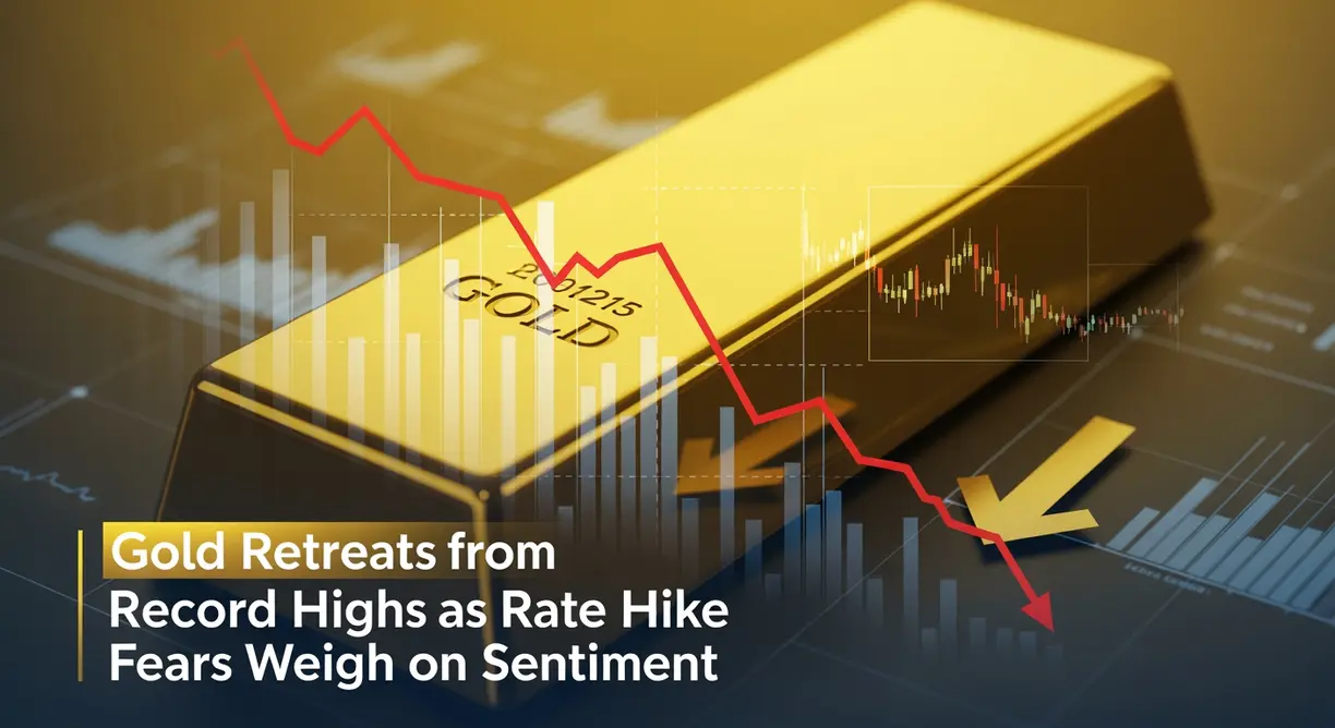 Gold retreats from record highs as rate hike fears weigh on sentiment teaser image