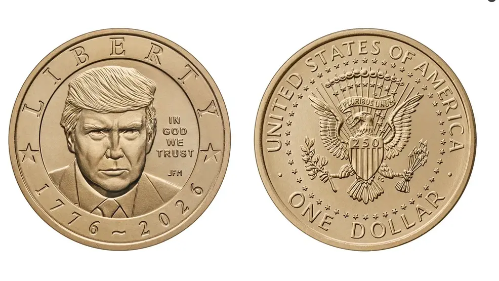 U.S. Treasury producing $1 gold-colored President Trump coins to celebrate 250th  teaser image