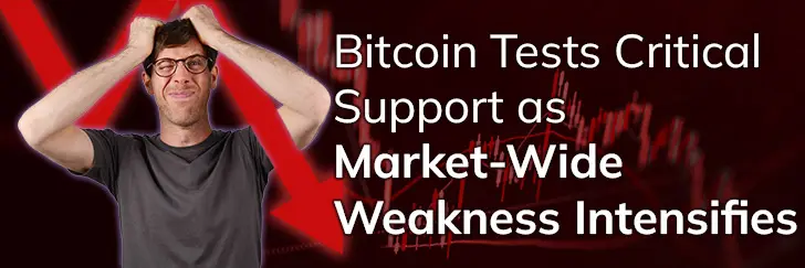 Bitcoin tests critical support as market-wide weakness intensifies teaser image