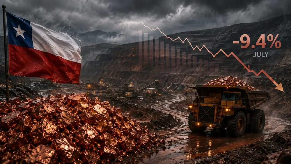 Chile’s copper output declines 9.4% in July hit by severe weather teaser image
