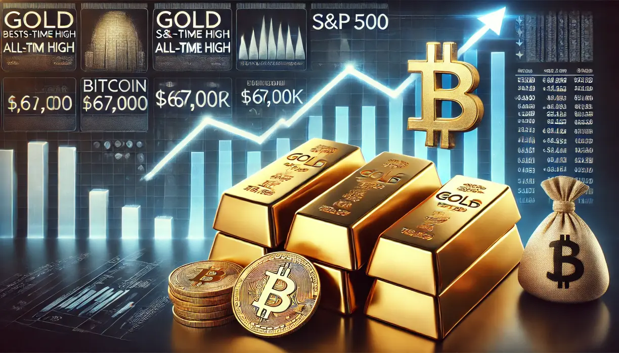 Gold bests S&P 500 since 2005 as metal hits all-time high, Bitcoin consolidates at $67k teaser image