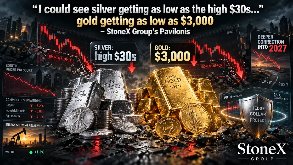 ‘I could see silver getting as low as the high $30s… gold getting as low as $3,000’ – StoneX Group’s Pavilonis teaser image
