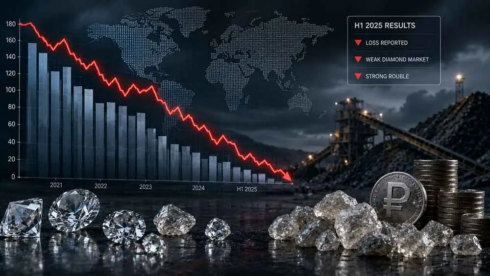 Alrosa posts H1 loss due to weak diamond market, strong rouble teaser image