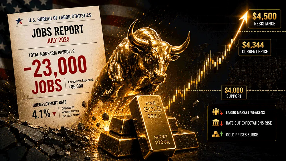Gold breaks out following soft jobs data but could still struggle to get to $4,500 teaser image