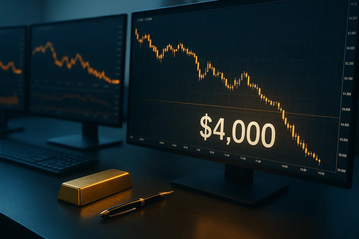 Gold starts the week with a 3% drop, and prices could fall further in a fight for $4k - Analysts teaser image