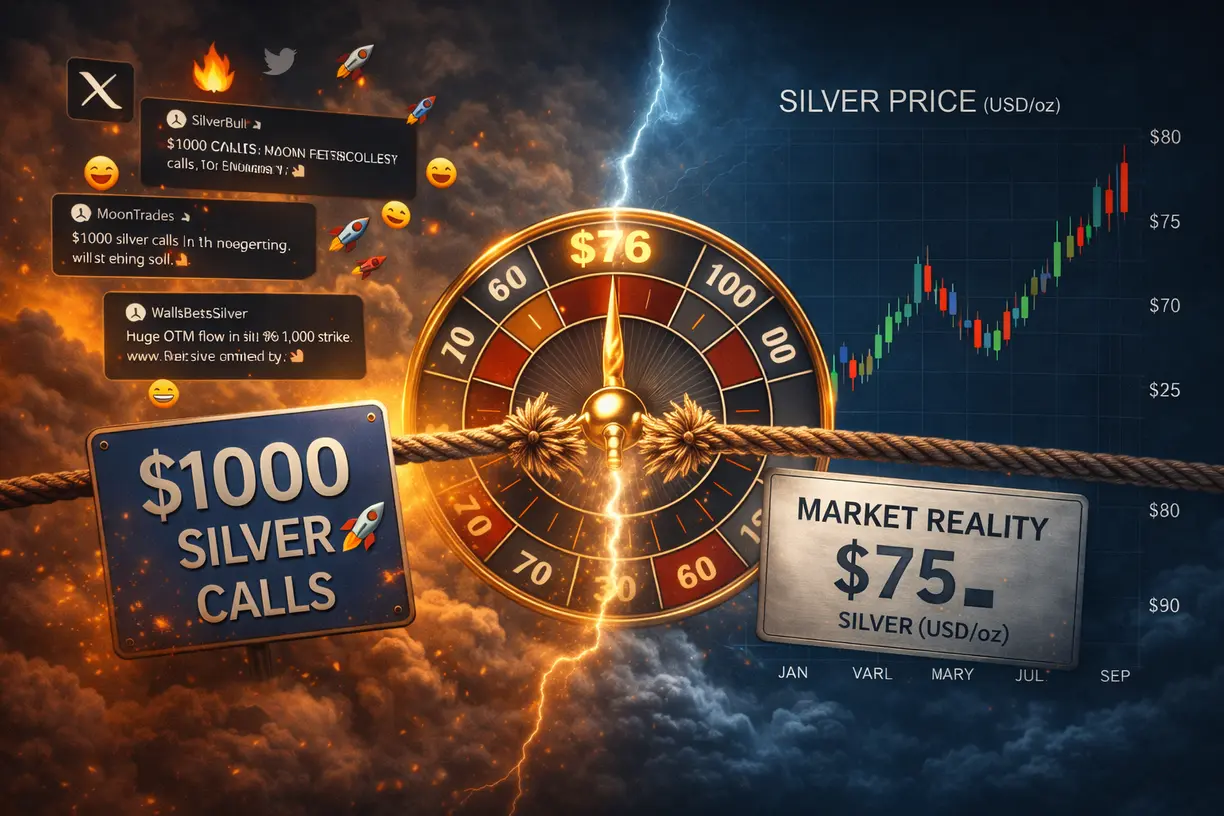 Analysts warn that hyped up $1,000 silver call options are not realistic teaser image