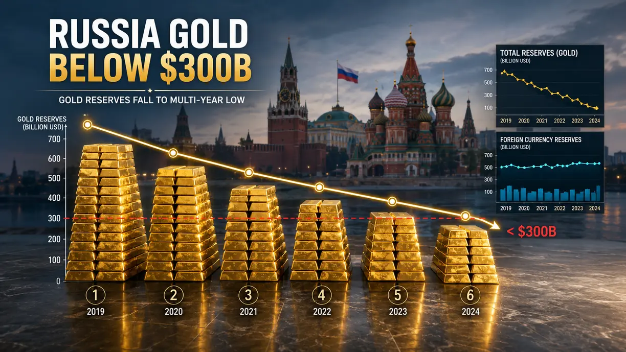 Russia’s gold reserves fall below $300 billion in June after sixth straight monthly decline teaser image