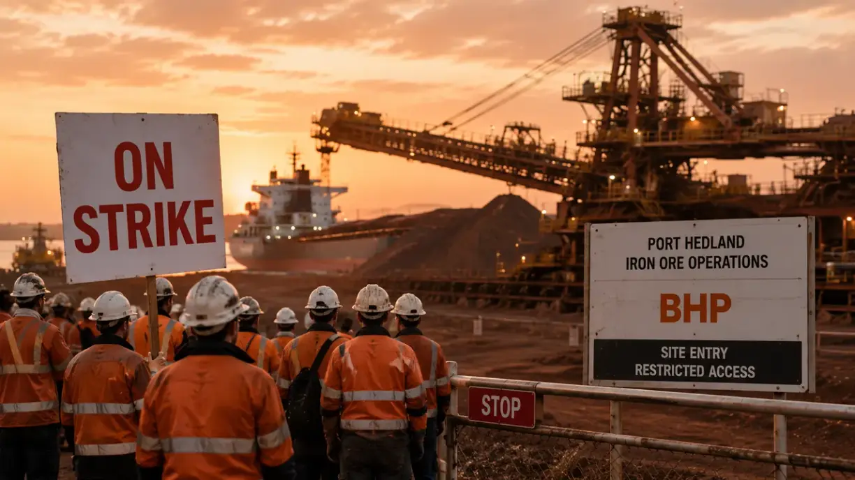 More workers join strike at BHP’s Port Hedland iron ore operations teaser image