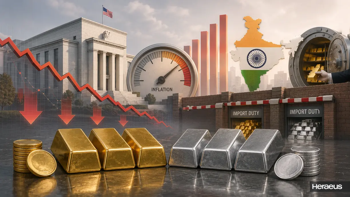 Gold and silver prices under pressure from rising inflation and rate expectations, new Indian import tariffs – Heraeus teaser image