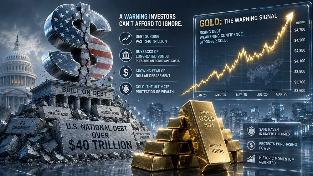 Gold's renewed momentum is sending a warning about America’s $40 trillion debt teaser image