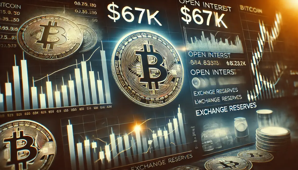 Bitcoin price consolidates at $67k as open interest hits ATH while exchange reserves hit all-time low teaser image