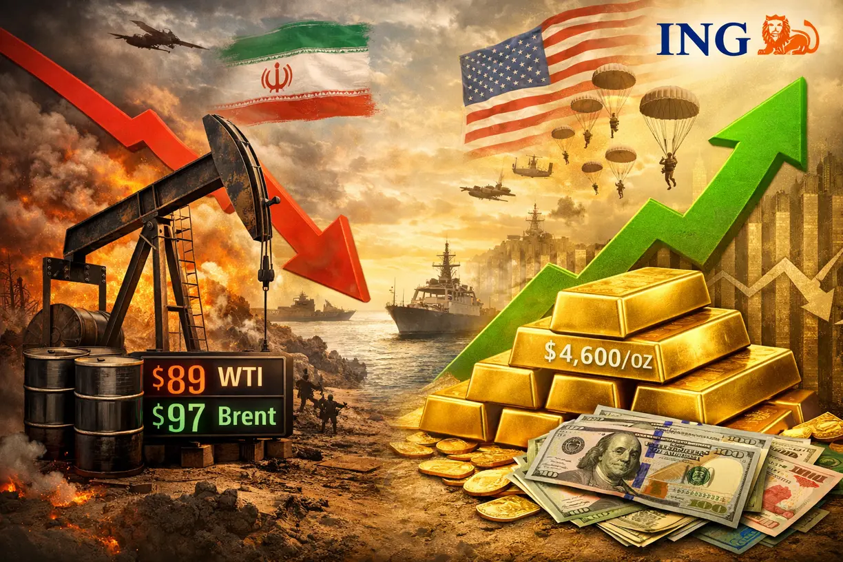 Gold rises as oil falls, but Iran contradictions and currency developments complicate gold’s path – ING teaser image