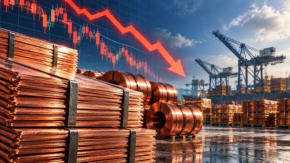 Copper price falls as LME stocks edge higher and mine supply concerns ease teaser image