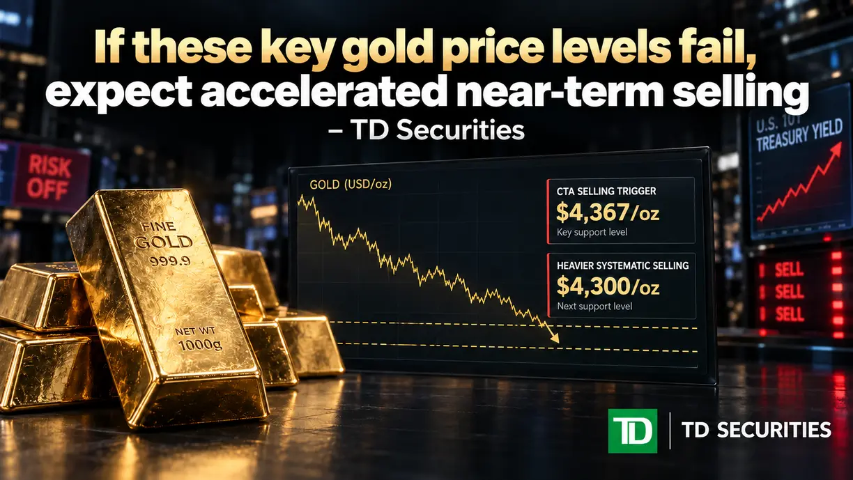 If these key gold price levels fail, expect accelerated near-term selling – TD Securities teaser image
