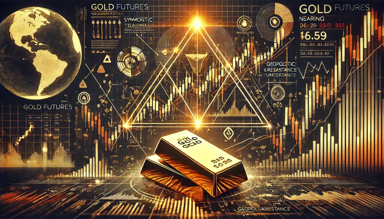 Gold futures threaten symmetrical triangle upside breakout teaser image