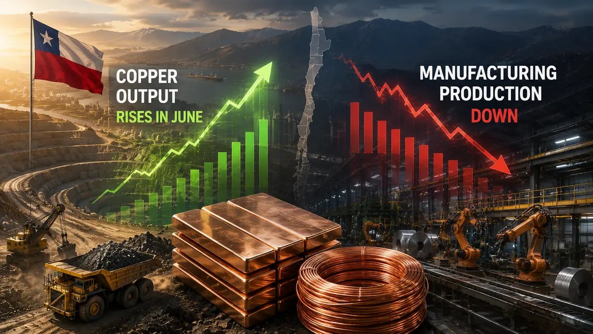 Chile’s copper output rises in June, manufacturing production down teaser image