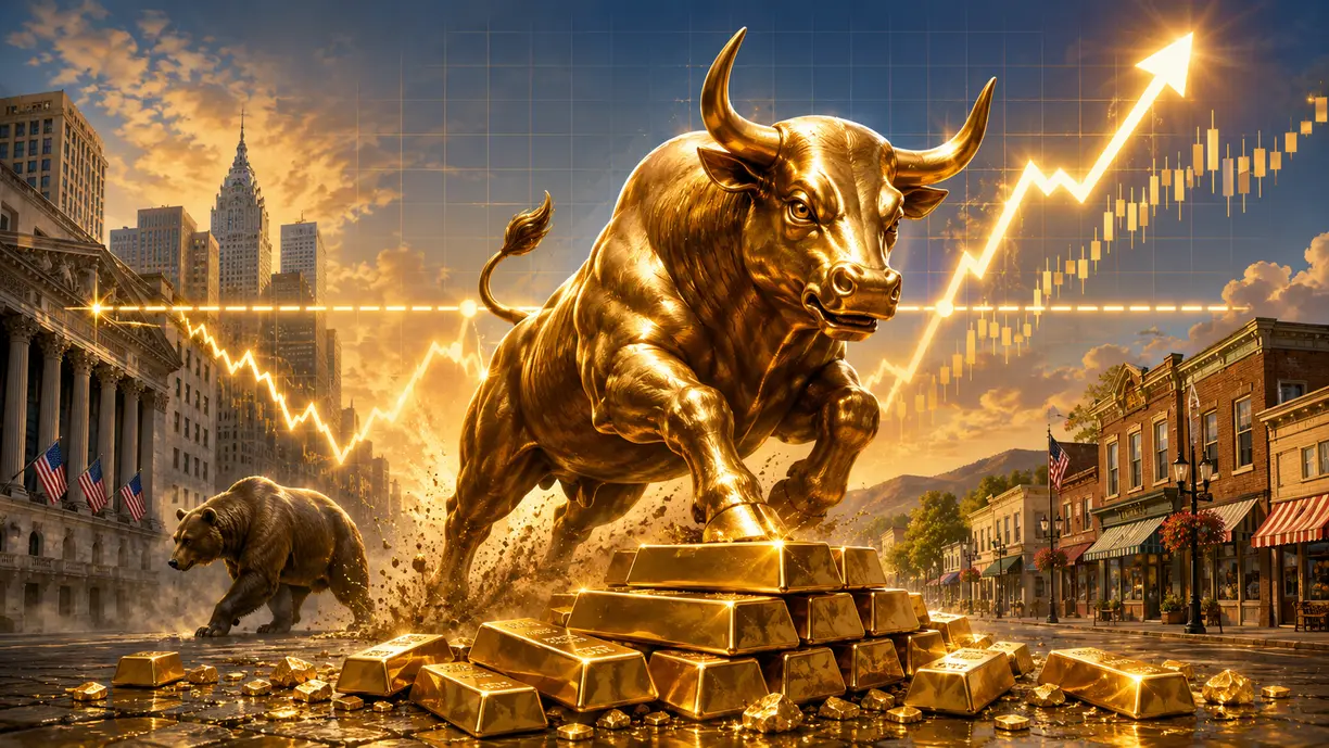 Wall Street goes full-bull on gold as rate-hike bets recede, Main Street maintains bullish majority with Fed minutes on the menu teaser image