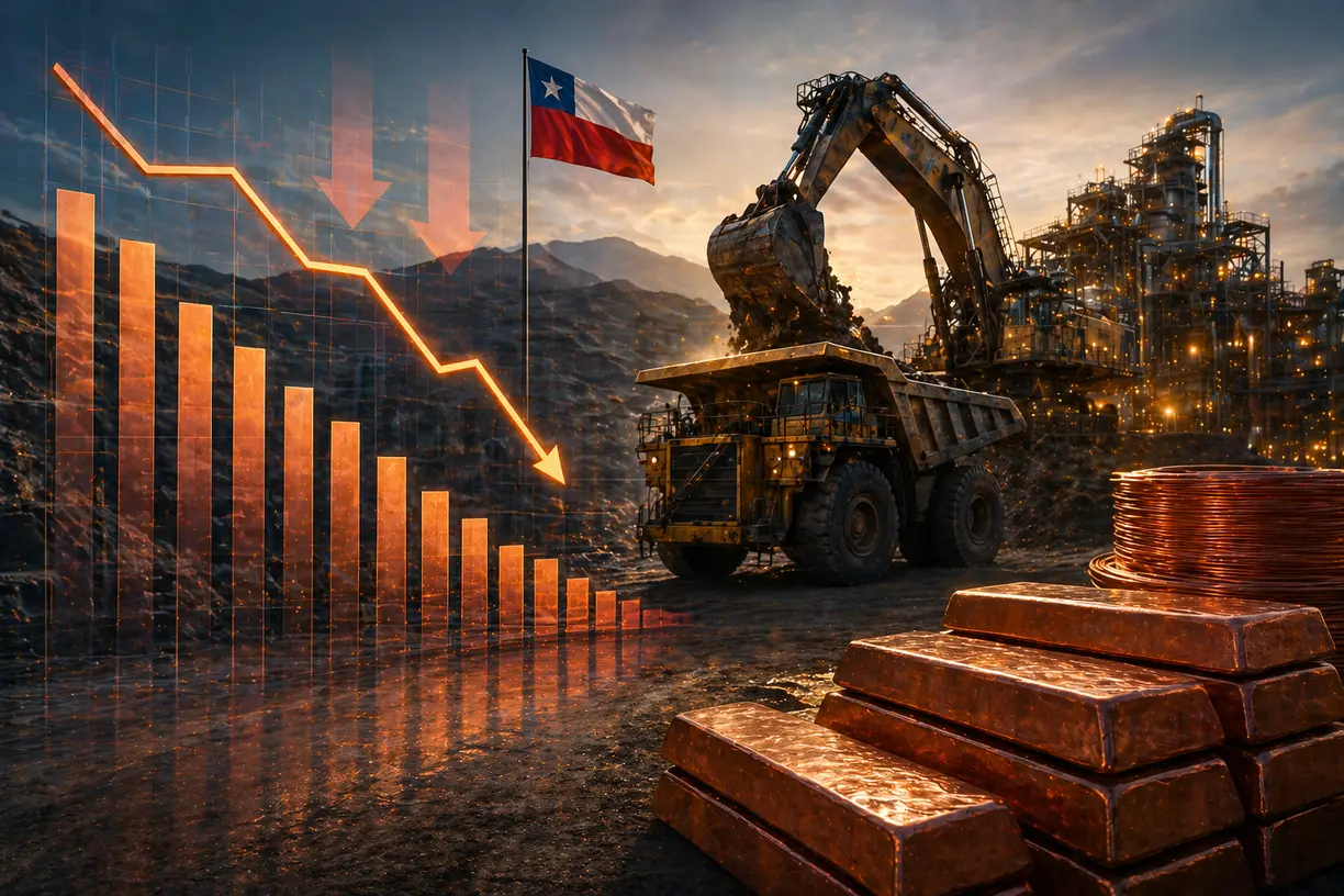 Chile’s copper output and manufacturing production fall in March teaser image