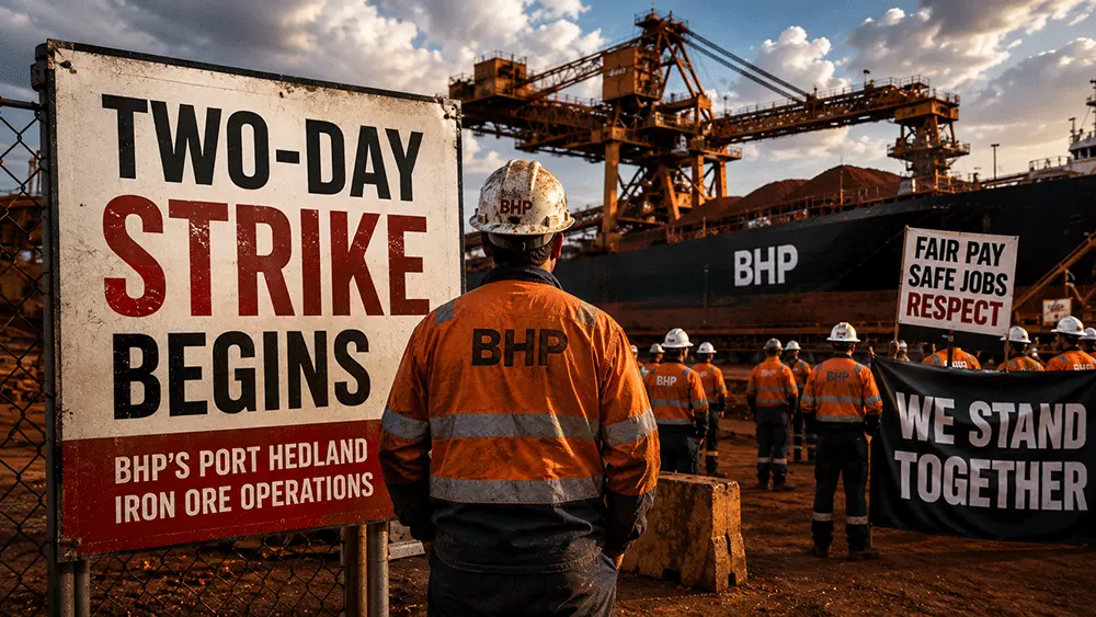Two-day strike begins at BHP’s Port Hedland iron ore operations teaser image