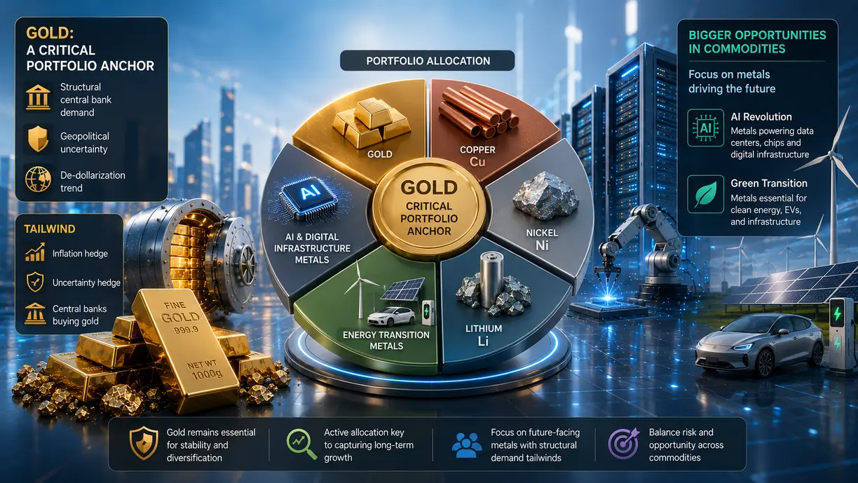 Gold still belongs in portfolios, but AI and the green transition are creating bigger opportunities elsewhere in commodities – FTSE Russell teaser image