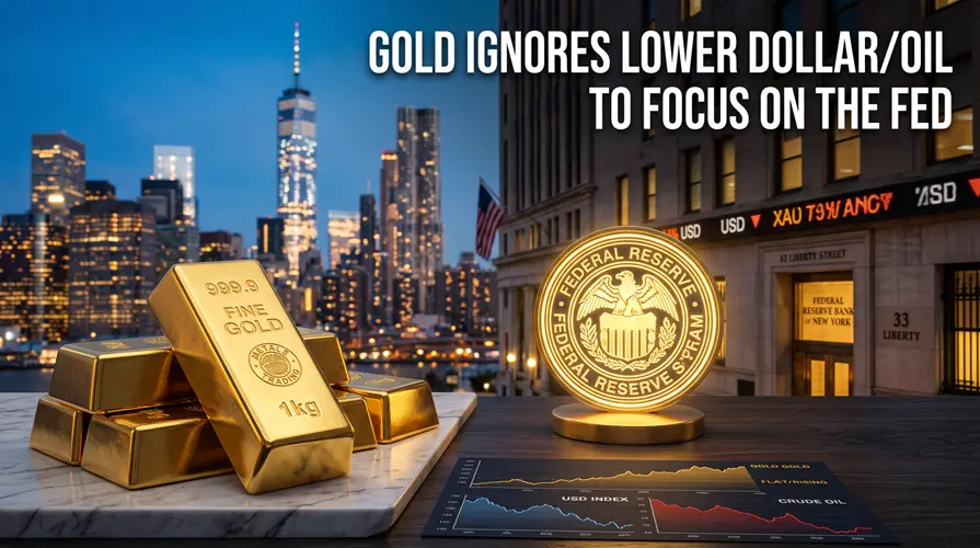 Gold Ignores Lower Dollar/Oil to Focus on the Fed teaser image