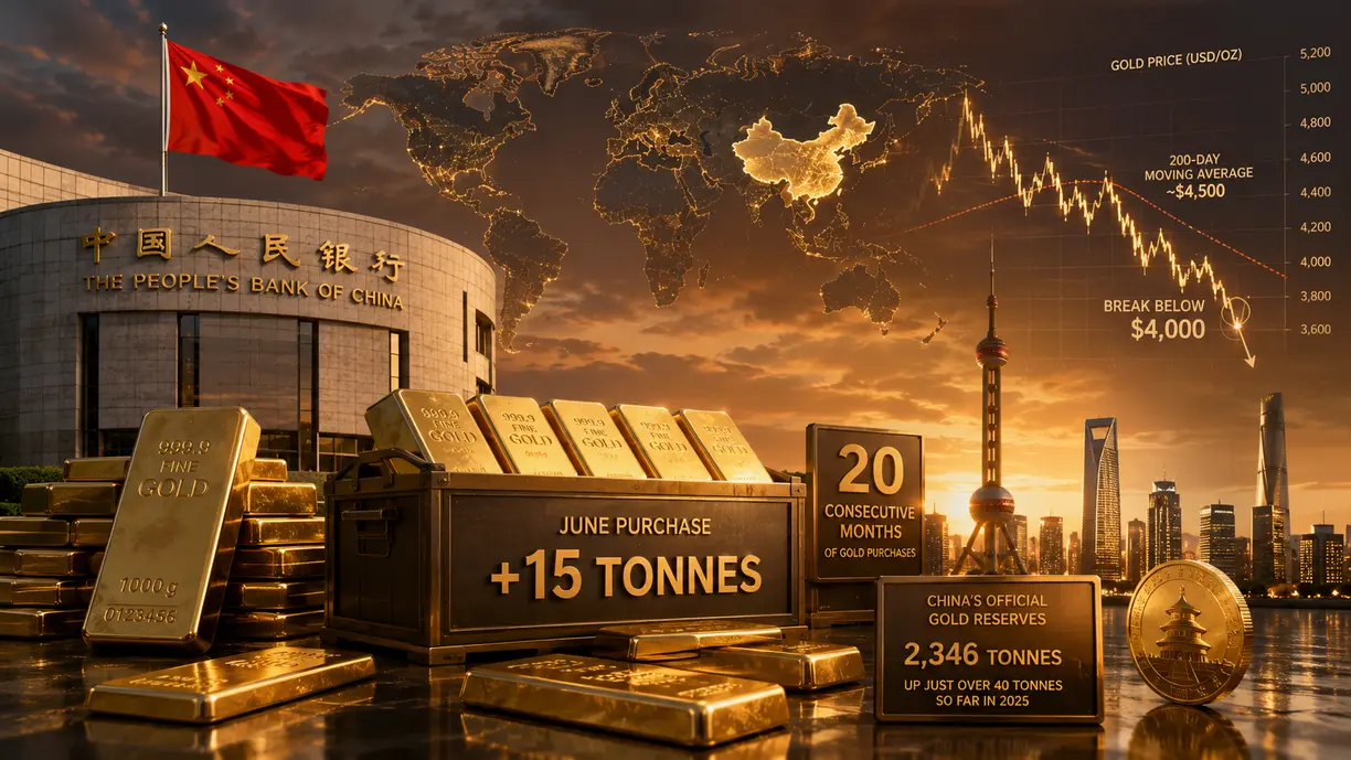 China’s central bank buys the dip, increasing gold reserves by 15 tonnes in June teaser image
