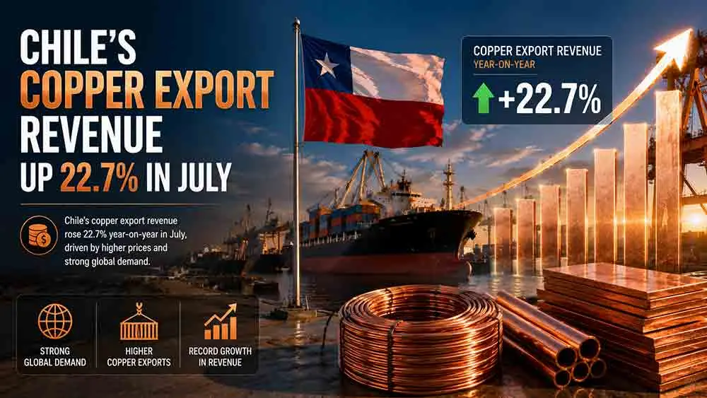 Chile’s copper export revenue up 22.7% in July teaser image