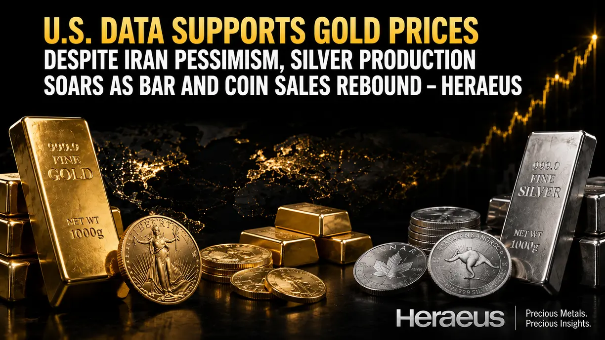 U.S. data supports gold prices despite Iran pessimism, silver production soars as bar and coin sales rebound – Heraeus teaser image