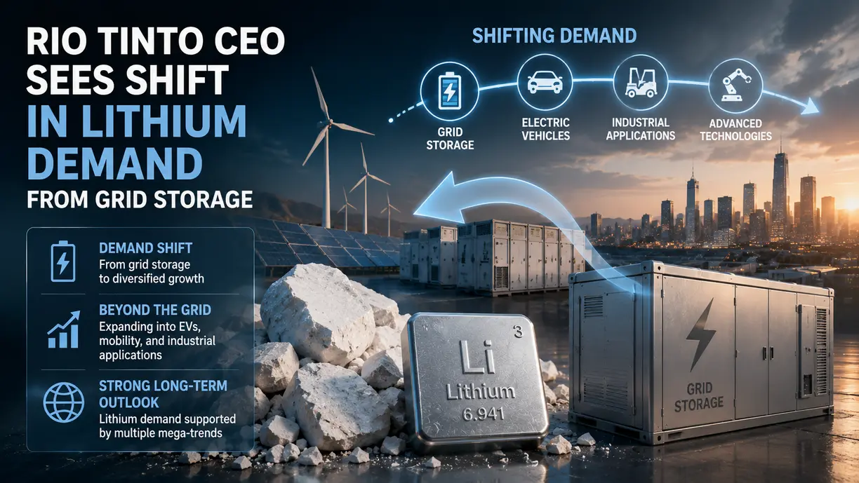 Rio Tinto CEO sees shift in lithium demand from grid storage teaser image