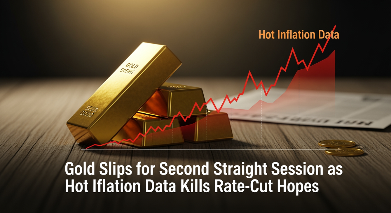 Gold slips for second straight session as hot inflation data kills rate-cut hopes teaser image