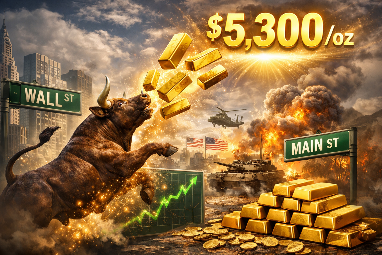 Wall Street waxes bullish amid geopolitical and technical momentum, Main Street sets 2026 sentiment high as gold challenges $5,300/oz teaser image