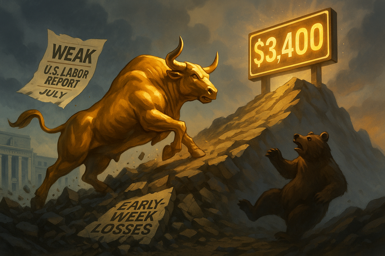 Laporan pekerjaan AS yang lemah pada bulan Juli memberi harapan baru bagi para investor emas; $3.400 siap ditawar