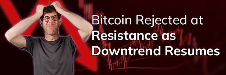 Bitcoin rejected at resistance as downtrend resumes teaser image